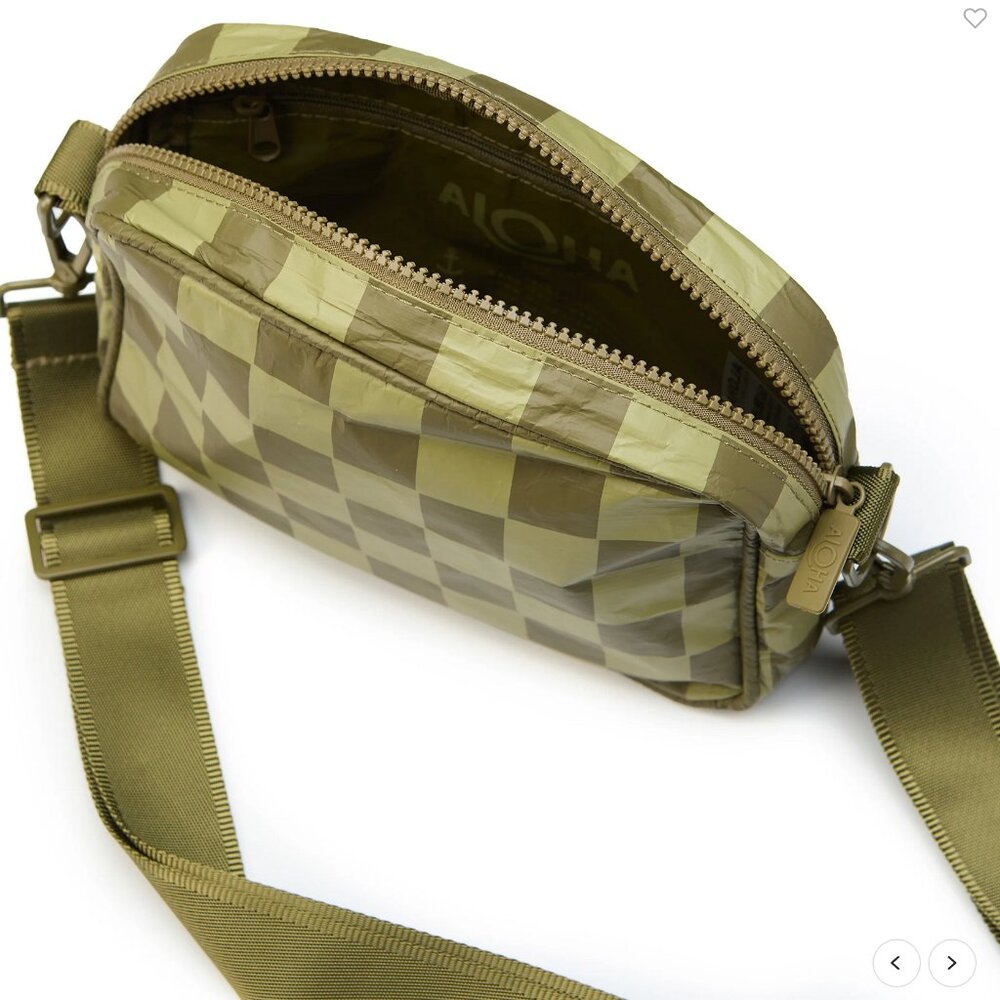 Aloha Collection LeTour Checkmate Splash Proof Lime Olive Crossbody Shoulder Bag